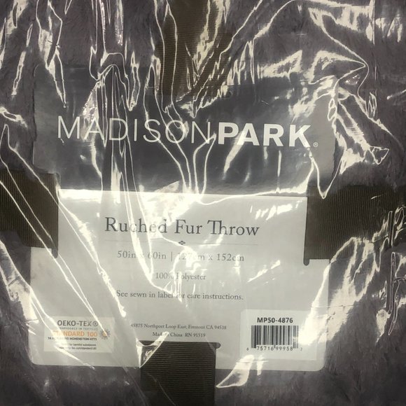 Madison Park LAVENDER Ultra Soft Ruched Faux Fur Throw Blanket 50x60" New - Picture 2 of 7